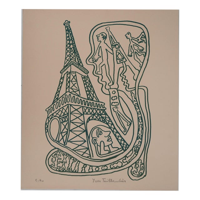 Yvon Taillandier, Paris, The Eiffel Tower in Green, Original Signed Screenprint For Sale