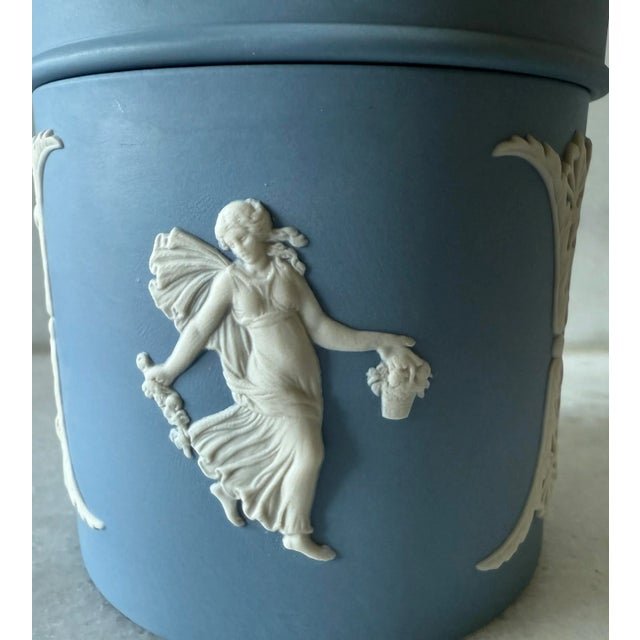 Blue Vintage Wedgwood Jasperware Vanity Jar With Lid For Sale - Image 8 of 12