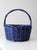 Large Vintage Blue Wicker Basket With Handle For Sale - Image 4 of 13