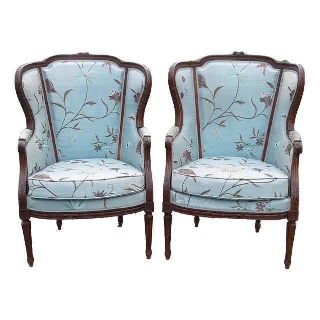 Cabriolet Wingback Armchairs, 1930s, Set of 2 For Sale