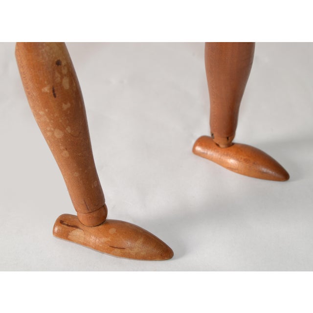 1950 Morilla Maniquette Japan Large Carved Wood Articulated Mannequin Figure For Sale - Image 11 of 15