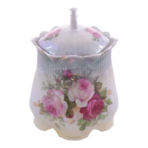 Antique Porcelain 7” Lidded Tea Biscuit Cache Pot