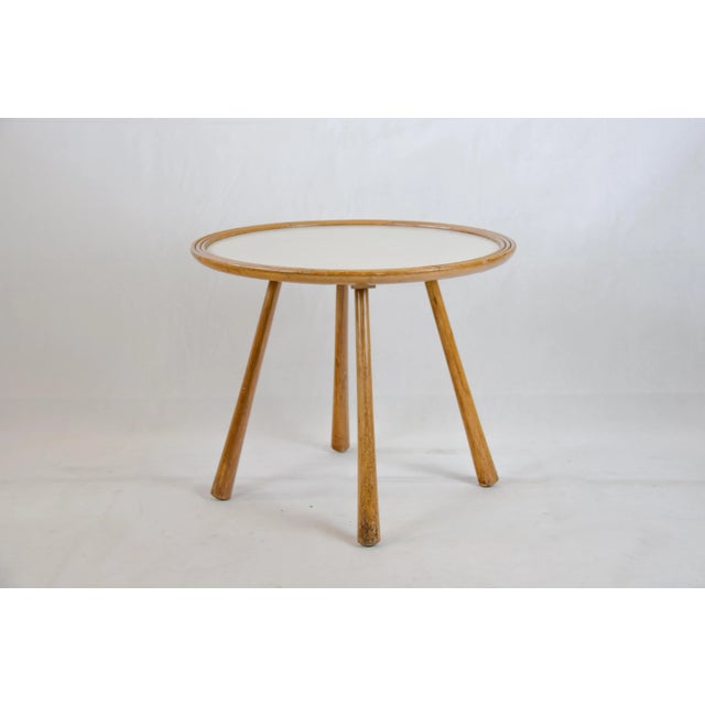 Brown Birch Side Table with Laminated Top, 1940s For Sale - Image 8 of 8