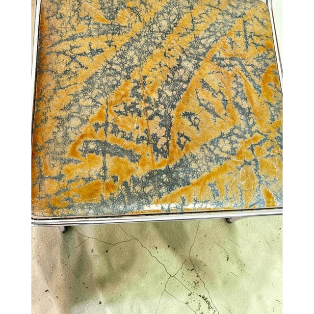 Designer Chairs in Hand-Decorated Leather and Steel, 1970s, Set of 4 For Sale - Image 6 of 18