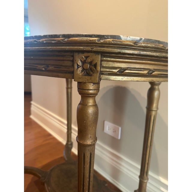 Antique French Louis XVI Table Gilded in Wood and Marble, 1860s For Sale In Chicago - Image 6 of 7