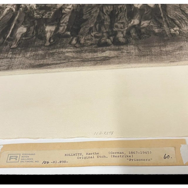 Expressionism Käthe Kollwitz "Die Gerfangenen" or "The Prisoners" Ferdinand Gallery Etching For Sale - Image 3 of 7