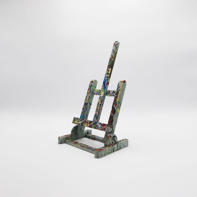 Antique Mexican Painted Small Wood Artist Easel, Made in solid wood, circa 1970.