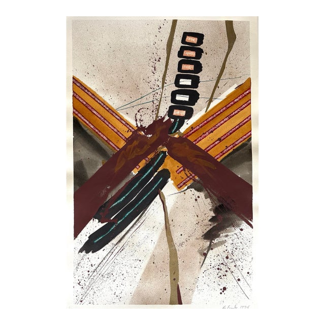 Barbara Beck 1994 Abstract Painting on Paper - Signed/Dated For Sale
