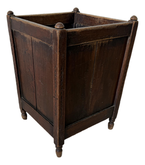 Antique French Country Solid Wood Wastebasket / Trash Can