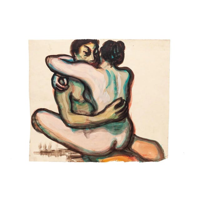Couple is an original drawing in mixed media realized in 1940 ca. by an unknown artist of the 20 Century. Very good...