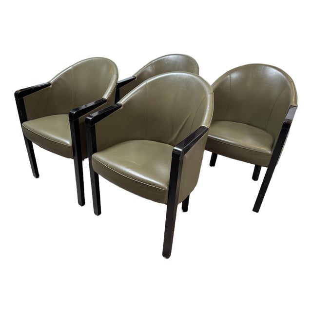 Poltrona Frau Leather Arm Chairs, Set of Four For Sale