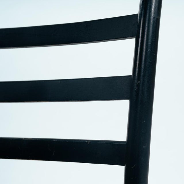 Black Italian Ebonised Straw Webbing Highback Side Chair in style of Chiavari, 1970s For Sale - Image 8 of 14