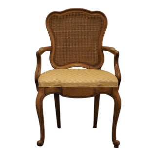 High End Vintage Solid Beech Country French Provincial Cane Back Dining Arm Chair For Sale