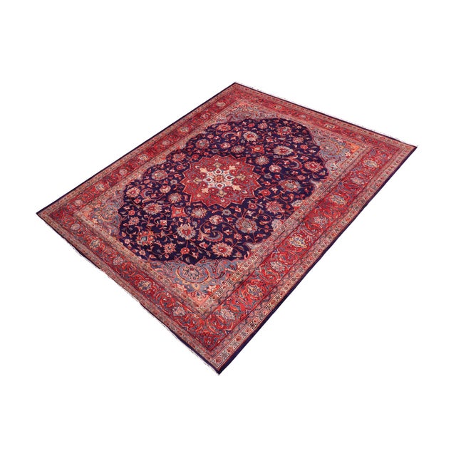 Shabby Chic Shabby Chic Persian Blue/Rust Wool Rug - 6'4'' X 12'1'' For Sale - Image 3 of 10