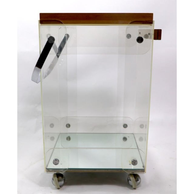 Mid 20th Century Lucite Chrome and Wood Serving Cart For Sale - Image 5 of 13