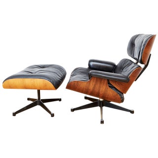 Set of Mid-Century Lounge Chair and Ottoman by Charles & Ray Eames for Herman Miller For Sale