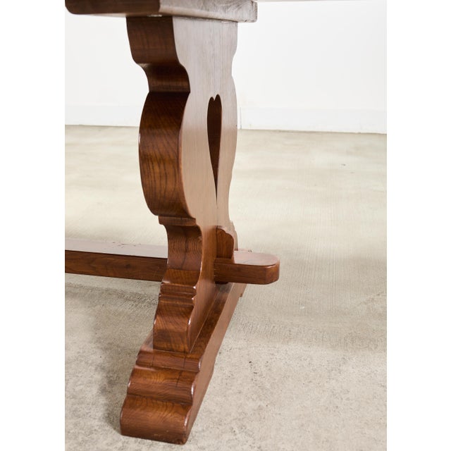 Country French Provincial Oak Trestle Farmhouse Dining Table 8 Ft For Sale - Image 16 of 18