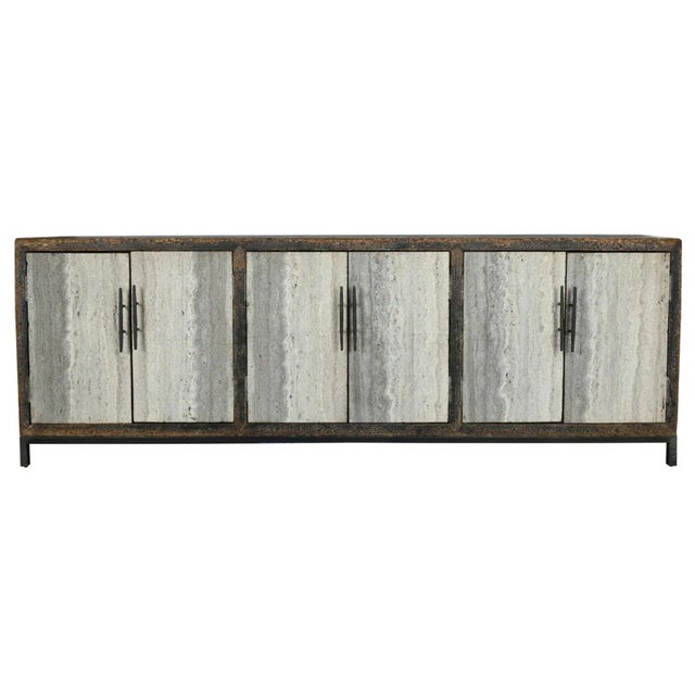 Grey Marble Modern Rustic Sideboard Credenza For Sale - Image 10 of 11