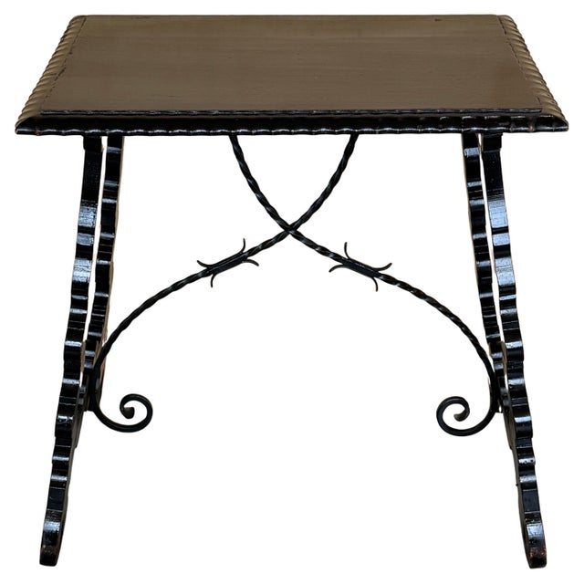 19th Century Ebonized Baroque Spanish Side Table with Lyre Legs For Sale - Image 15 of 18