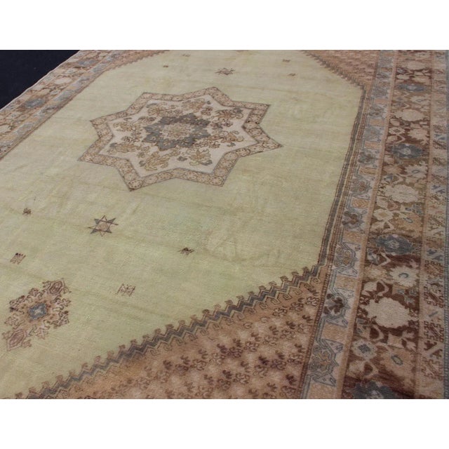 Large Vintage Moroccan Rug With Star Medallion in Light Green For Sale In Atlanta - Image 6 of 12