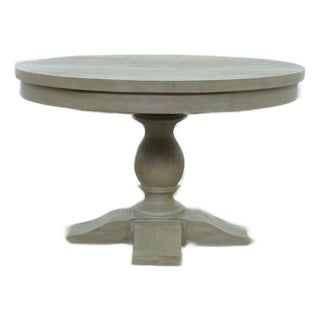 Restoration Hardware Weathered Oak Round Pedestal Dining Table For Sale