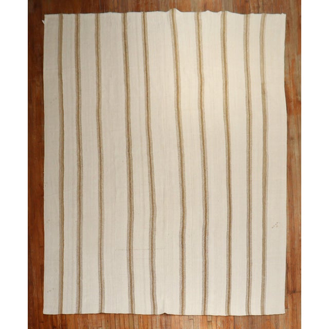 Contemporary Striped Large Vintage Zabihi Collection Turkish Kilim - 10'1" x 14'2" For Sale - Image 3 of 8