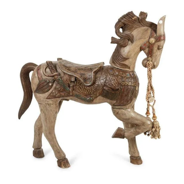 Wood Antique Carved Italian Wooden Horse For Sale - Image 7 of 7