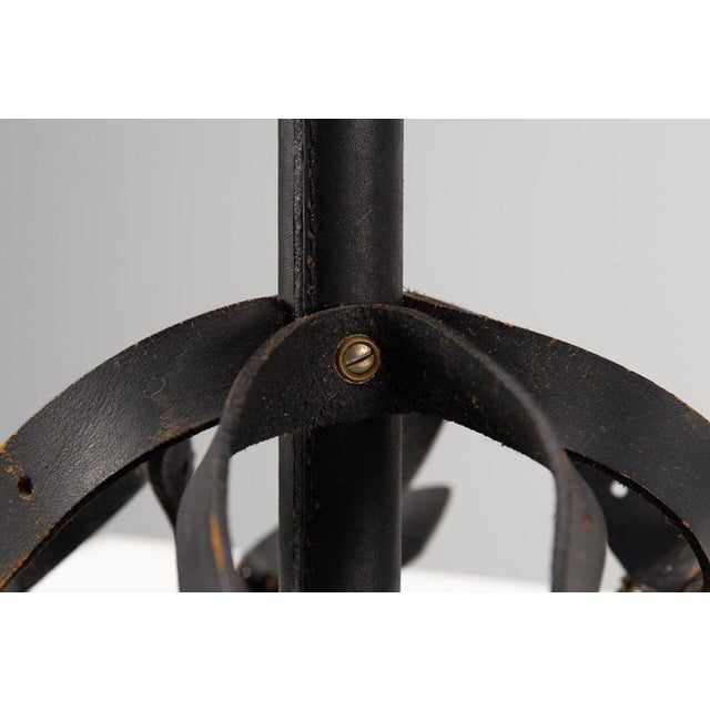 Black Leather Bottle Holder by Jacques Adnet, France, 1940s For Sale - Image 8 of 16