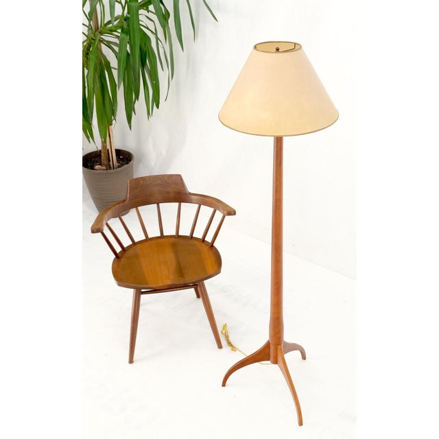 Shaker Turned Solid Cherry Floor Lamp For Sale - Image 6 of 12