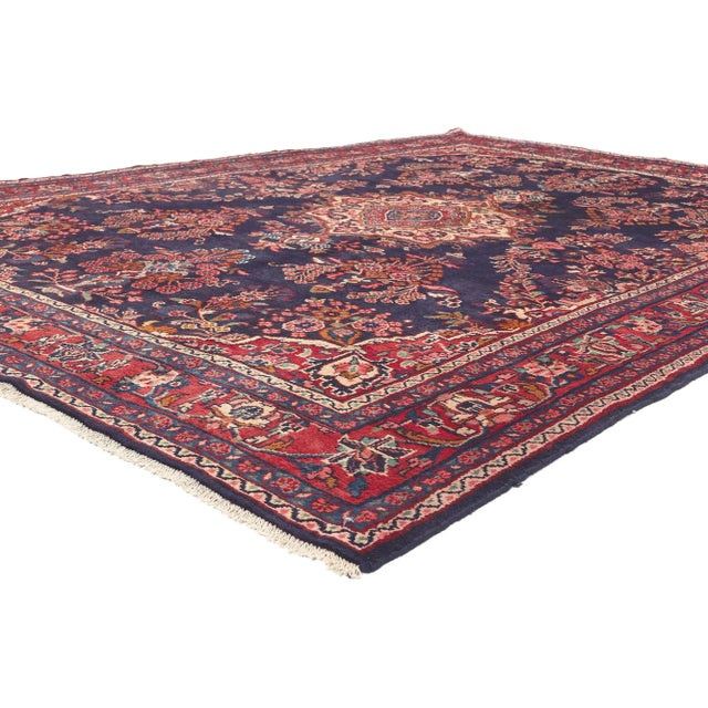 76024 Vintage Persian Mehraban Rug, 07'02 x 10'02. Preppy formality meets patriotic flair in this hand knotted wool...