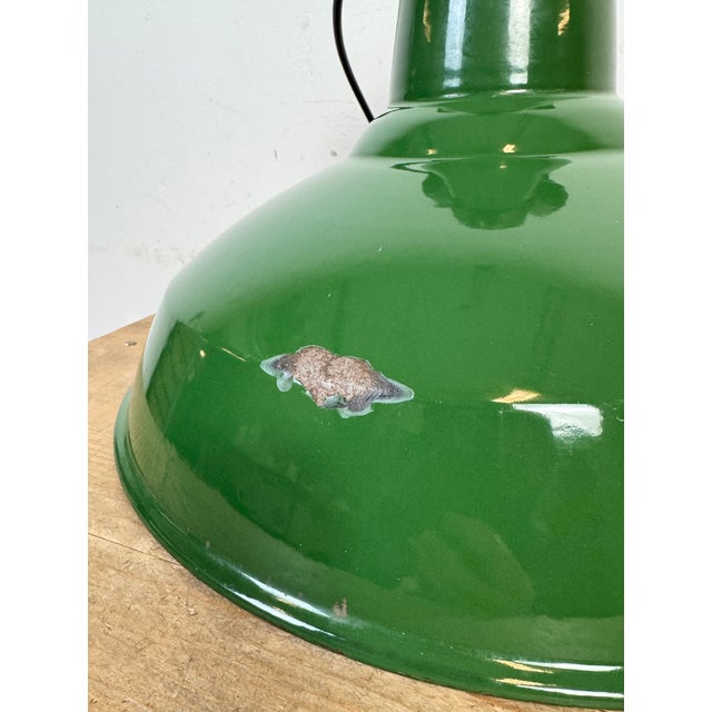 Industrial Green Enamel Factory Pendant Lamp, 1960s For Sale - Image 15 of 18