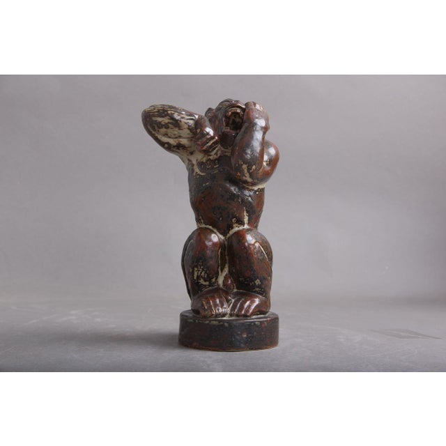 1970s Large Ceramic Model 21632 Monkey Figurine by Knud Kyhn for Royal Copenhagen, 1969 For Sale - Image 5 of 5