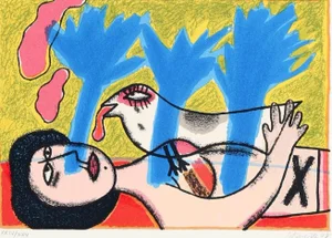Corneille, Composition with Woman and Bird, Late 20th or Early 21st Century, Lithograph