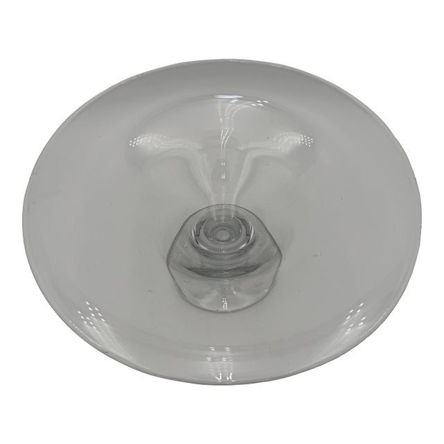 Vintage Hand Blown Krosno Centerpiece Bowl Poland 14"x6.5" For Sale