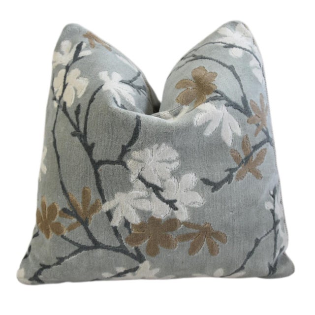 Donghia Floral Magnolia Blossom Velvet Feather/Down Pillow For Sale In Los Angeles - Image 6 of 6