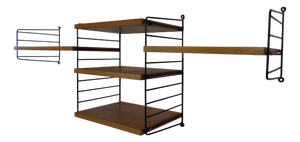 Swedish Ash and Metal Wall Unit by Kajsa & Nils Nisse Strinning for String, 1950s, Set of 9