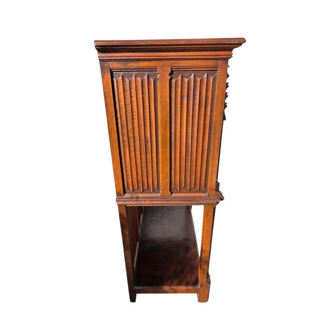 Antique Karpen Furniture French Gothic Cabinet Oak Vestry Altar Wine Bar Hutch For Sale - Image 16 of 18
