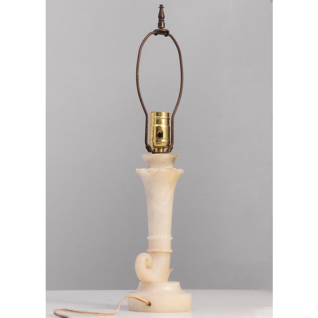 Mid 20th Century Antique Italian Carved Alabaster Cornucopia Horn of Plenty Table Lamp For Sale - Image 5 of 10