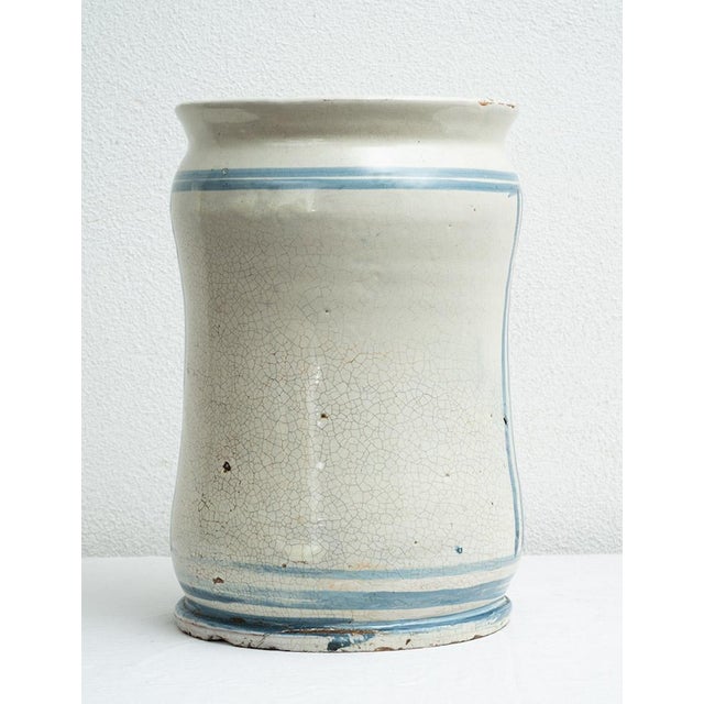 Antique polychrome glazed majolica jar/vase of Neapolitan origin dating back to the mid-18th century. The large vase has a...