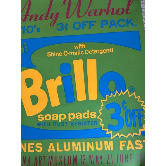 Printmaking Materials 1970 Original Andy Warhol Pasadena Museum "Brillo Soap Pads'' Vintage Exhibition Screenprint Poster With Copyright For Sale - Image 7 of 8