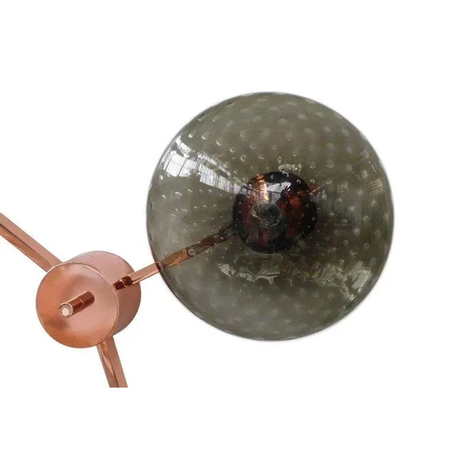 Fabio Ltd Trio Polished Copper Smoky Bubbles Glass Flush Mount by Fabio Ltd For Sale - Image 4 of 7