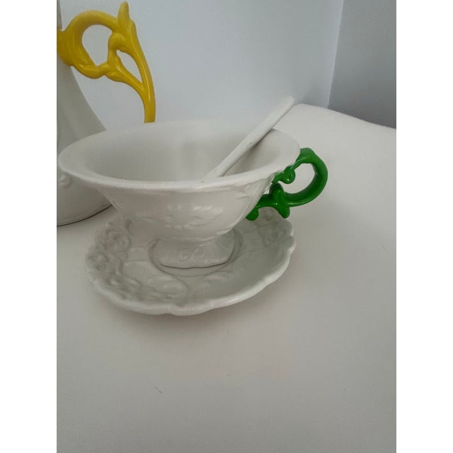 1990s 1990s Seletti I-Ware’s Collection Tea Set With 2 Cups/Saucers/Teaspoons - 8 pcs For Sale - Image 5 of 10