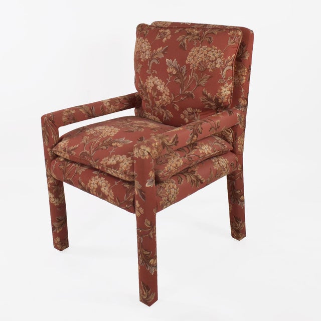 Pair of Upholstered Club Chairs by Parson in nice as found vintage condition. There are minor scuffs, scrapes and wear to...