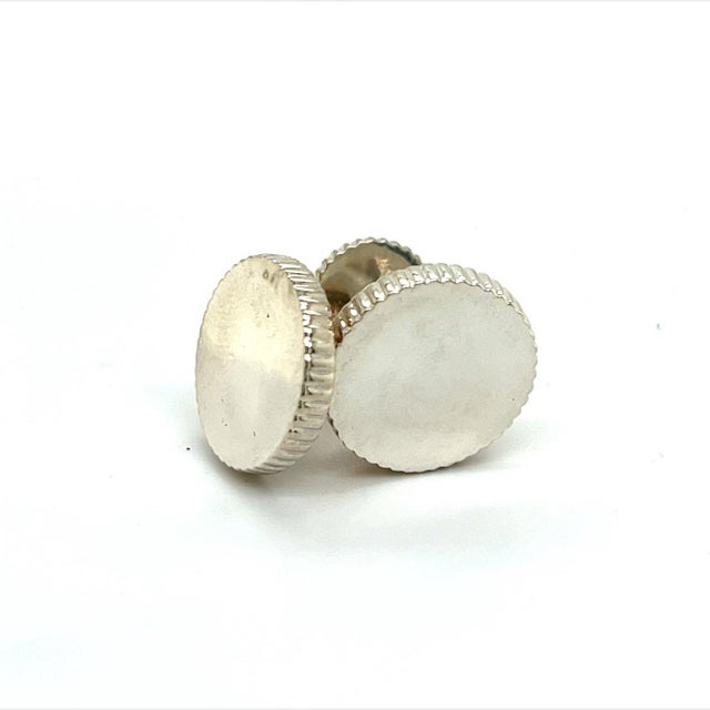 1990s Pair of Tiffany & Co Estate Ridced Cufflinks Sterling Silver For Sale In New York - Image 6 of 8