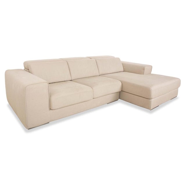 Modern Alberta Summer Fabric Corner Sofa in Beige Cream For Sale - Image 3 of 14