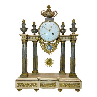 Antique 19th C French a Paris Louis XVI Ornate Ormolu Bronze Marble Mantle Clock For Sale