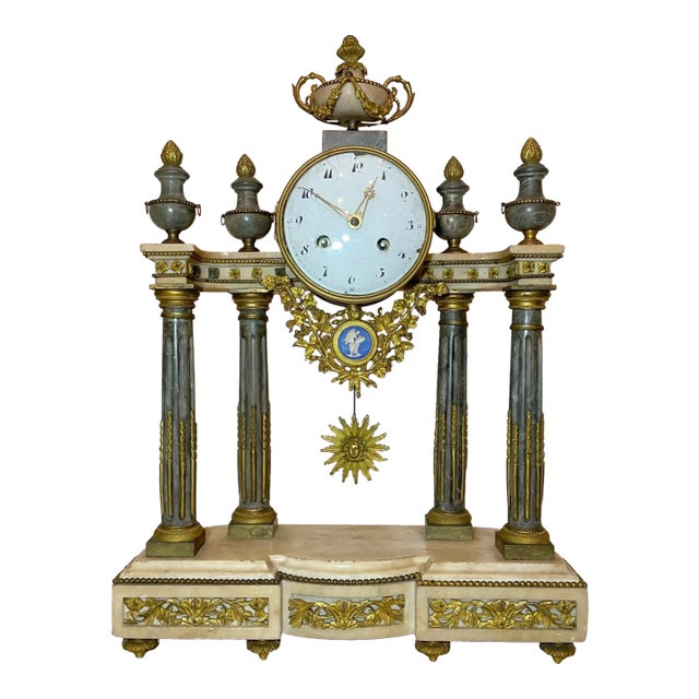 Antique 19th C French a Paris Louis XVI Ornate Ormolu Bronze Marble Mantle Clock For Sale