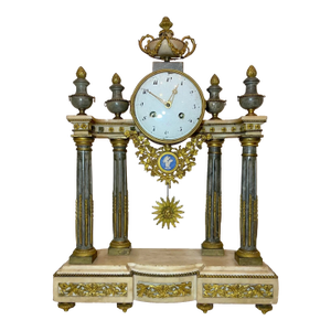 Antique 19th C French a Paris Louis XVI Ornate Ormolu Bronze Marble Mantle Clock