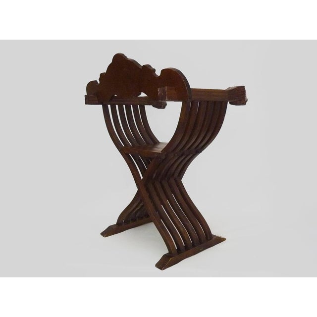Vintage Savonarola Chair with Lion's Head in Wood, Italy, 1950s For Sale - Image 9 of 11
