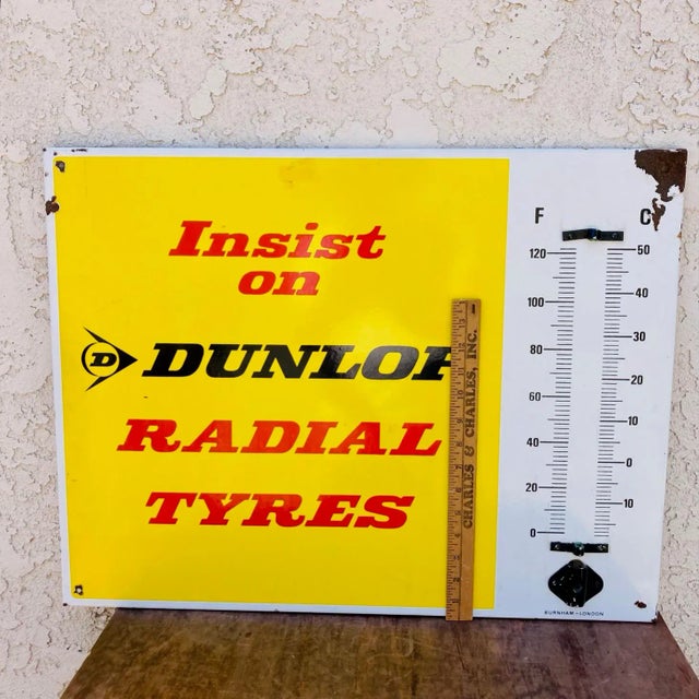 Mid 20th Century Enamel Dunlop Tyres Advertising Sign For Sale - Image 9 of 12
